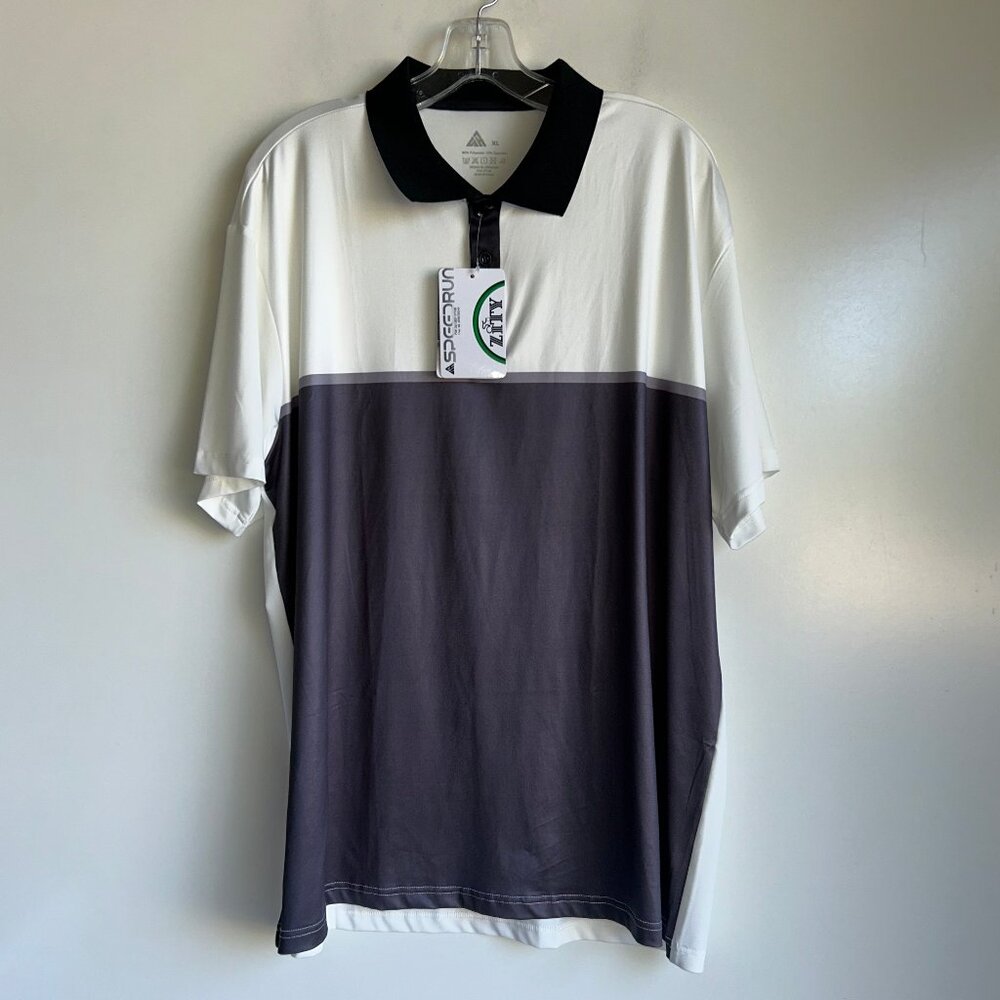 NWT Zity White Gray Polo Short Sleeve Performance Golf Men's Size XL